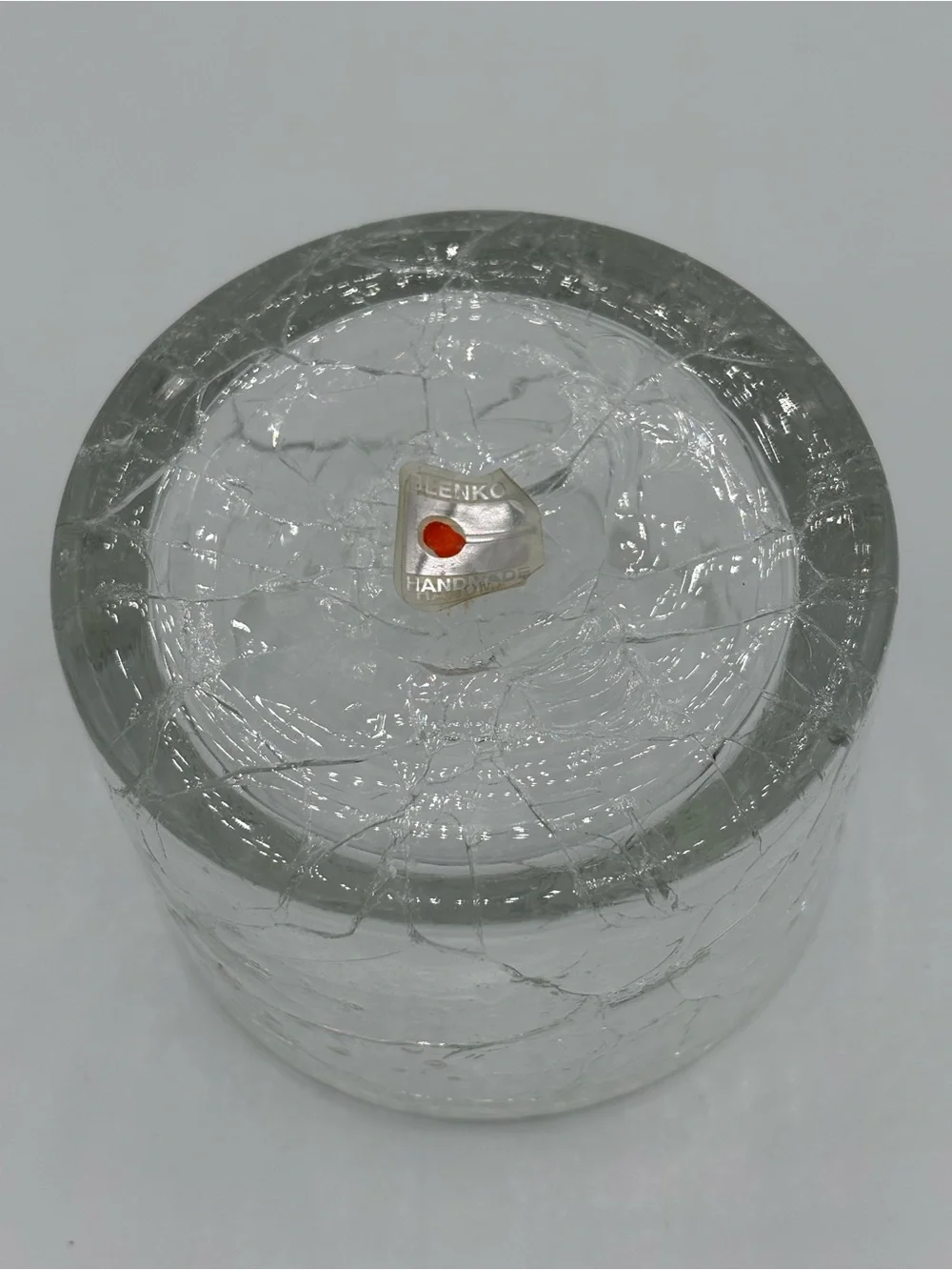Vintage Blenko Clear Crackle Glass Wine Bottle Coaster Mid Century